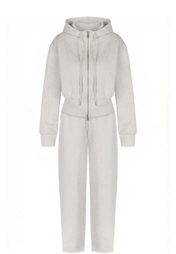 Ivory Hooded Jacket and Trouser Set - view 1