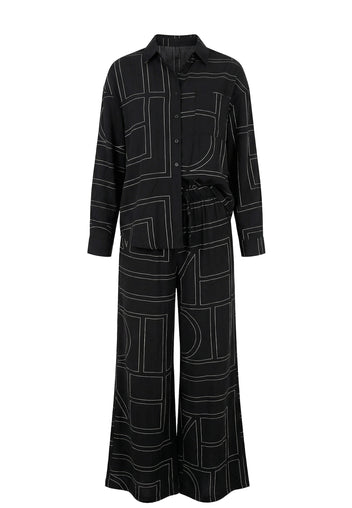 Black Embroidered Belted Maxi Set - view 1