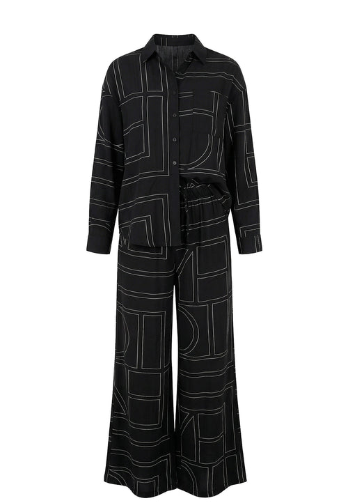 Black Embroidered Belted Maxi Set - view 1