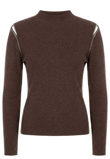 Chocolate Fine-Knit Turtleneck - view 1