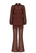 Brown Lace Shirt and Trouser Set - view 1