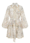 Ivory Scarf-Print Belted Mini Dress - view 1