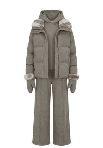 Vadena Three-Piece Suit — Brown