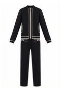 Black Stripe Zip Cardigan Trouser Set - view 1