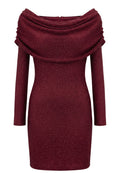 Wine Shimmer Off-Shoulder Mini Dress - view 1
