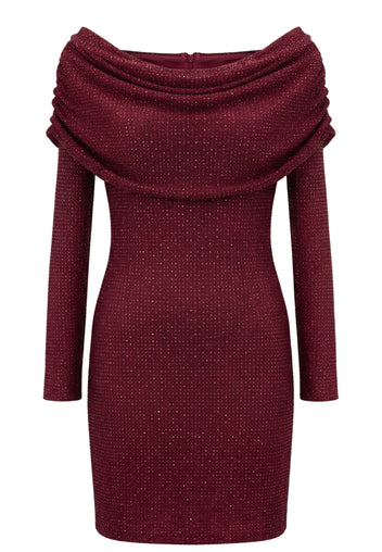 Wine Shimmer Off-Shoulder Mini Dress - view 1
