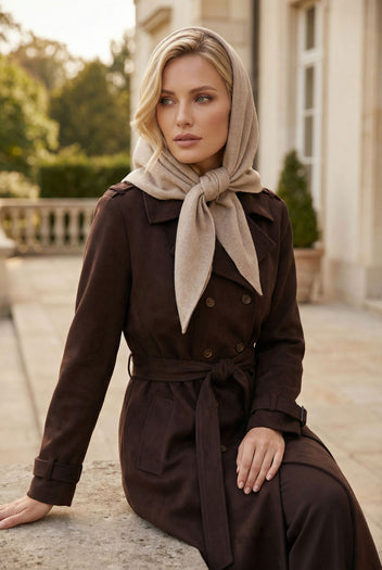 Black Sfilato trench and kerchief set - view 2