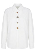 White Jewel-Button Cotton Shirt