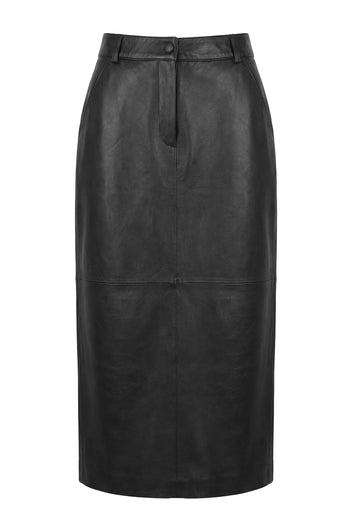 Black Leather Pencil Skirt - view 1