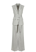 Silver Tailored Vest and Wide-Leg Trouser Set