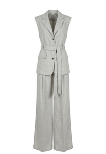 Silver Tailored Vest and Wide-Leg Trouser Set