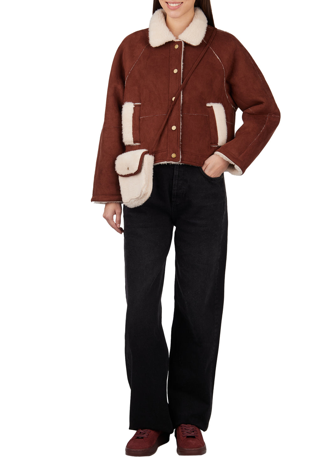 Brown Sfilato sheepskin coat - view 3