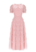 Pink Feather-Texture Midi Dress - view 1