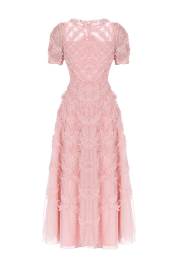 Pink Feather-Texture Midi Dress - view 1