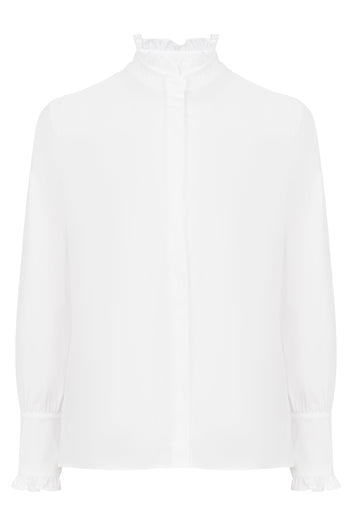 White High-Neck Zip Blouse - view 1