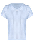 Sky Ribbed Pointelle Short-Sleeve Top - view 1