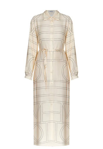 Ivory Graphic Belted Shirt Maxi Dress - view 1