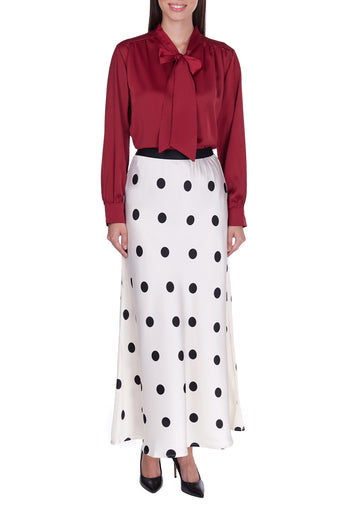 White Black Polka-Dot Mermaid Midi Skirt - view 3