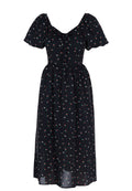 Black Floral Sweetheart Midi Dress - view 1