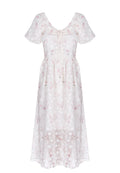 White Floral Button-Front Midi Dress - view 1