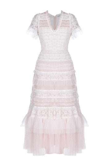 Pale Pink Tiered Tulle Mini Dress - view 1