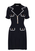 Black Contrast-Trim Ribbed Mini Dress - view 1