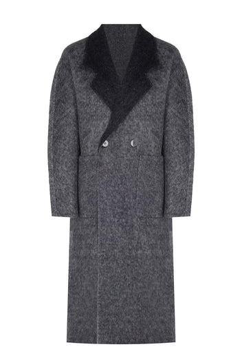Graphite Shawl-Collar Long Wool Coat - view 1