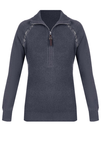 Navy Fair-Isle Half-Zip Knit Pullover - view 1