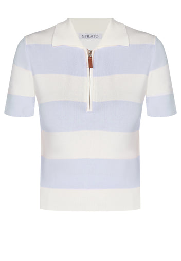 Sky Stripe Quarter-Zip Knit Polo - view 1