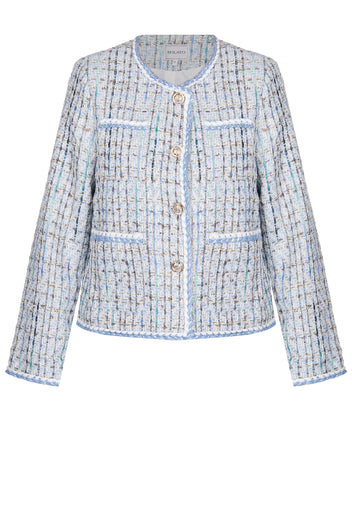 Blue Tweed Long Jacket - view 1