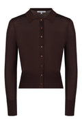 Brown Collared Button Knit Cardigan - view 1