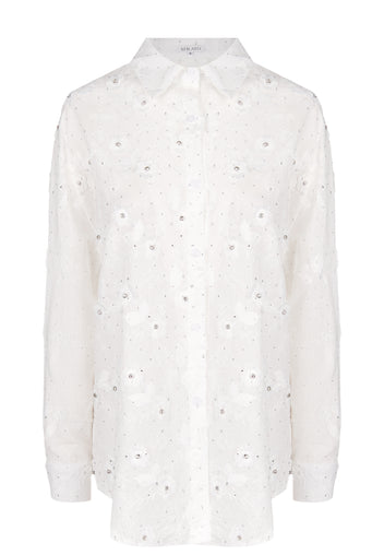 White Embellished Sheer Shirt - view 1