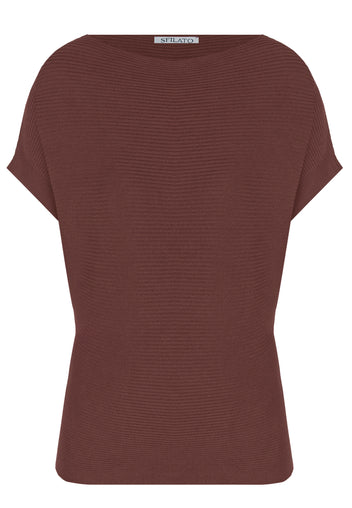 Burgundy Sfilato short sleeve top - view 1