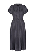 Graphite Pleated Puff-Sleeve Midi Dress - view 1