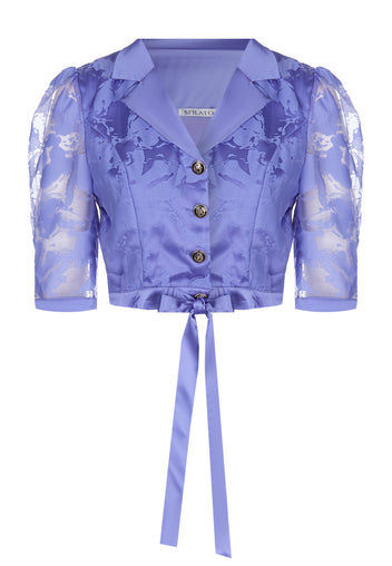 Blue Floral Puff-Sleeve Mini Dress Set - view 4