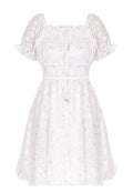 White Lace Puff-Sleeve Mini Dress - view 1