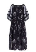 Black Floral Chiffon Midi Dress - view 1