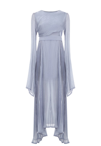 Sky Draped Long-Sleeve Midi Dress - view 1