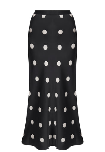 Black Polka-Dot Mermaid Midi Skirt - view 1