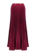Wine Pleated Satin Maxi Skirt - view 1