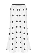 White Black Polka-Dot Mermaid Midi Skirt - view 1