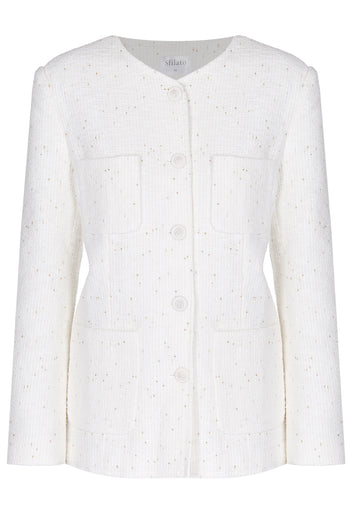 Ivory Textured Single-Breasted Jacket - view 1