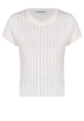 White Ribbed Pointelle Short-Sleeve Top - view 1