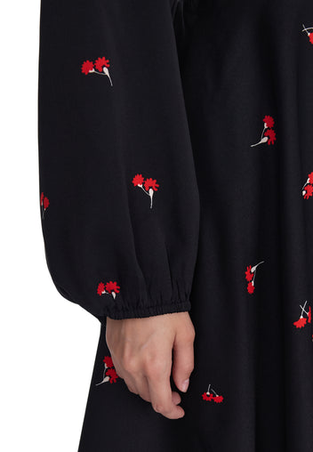 Black Cherry-Print Puff-Sleeve Mini Dress - view 3