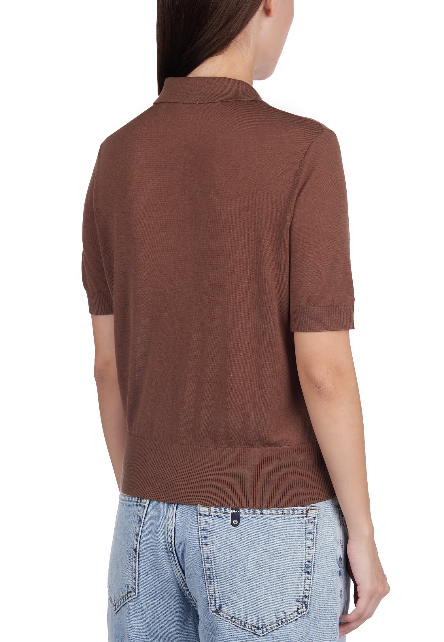 Brown Sfilato polo - view 2