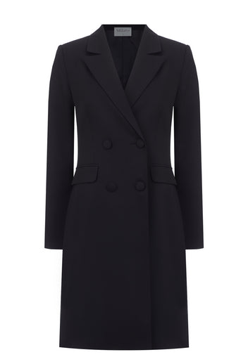 Black Double-Breasted Tailored Coat Dress - view 1