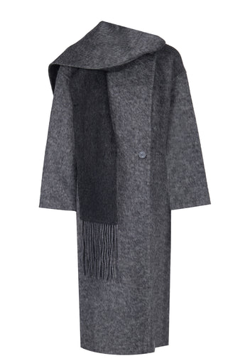 Graphite Hooded Scarf Long Coat - view 1