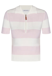 Pink Stripe Zip Polo - view 1