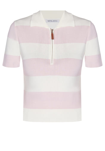 Pink Stripe Zip Polo - view 1