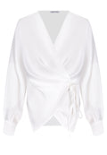 White Draped Wrap Blouse - view 1